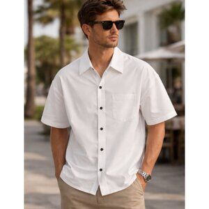 LNDN Landon Denim The Oversized Button-Up - Natural- Size Large 5VL01W14